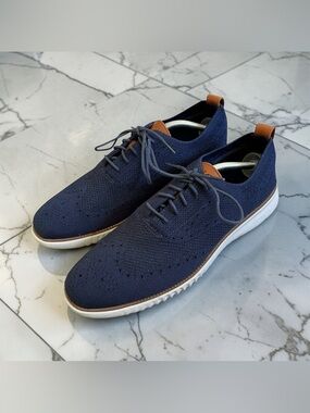 Cole Haan Men's 11.5 Zerogrand Stitchlite Wingtip Oxfords Blue Business Casual